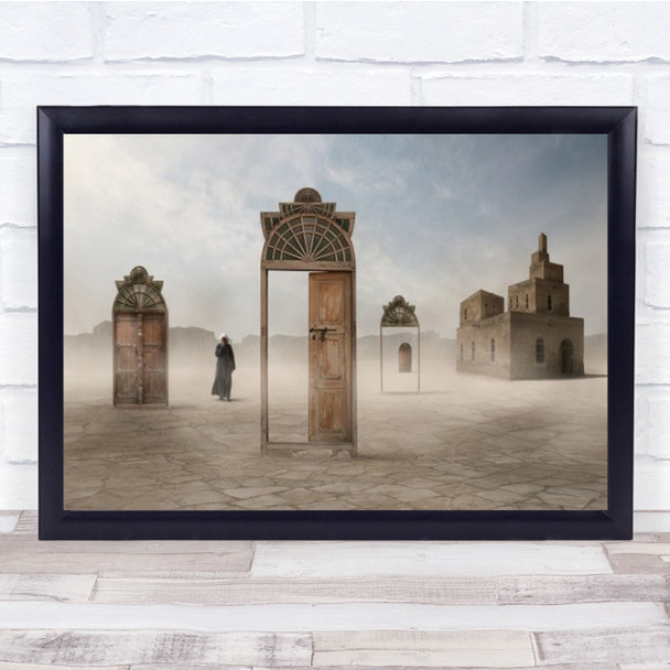 Where's My Home Strange Structures Man In Robe Wall Art Print