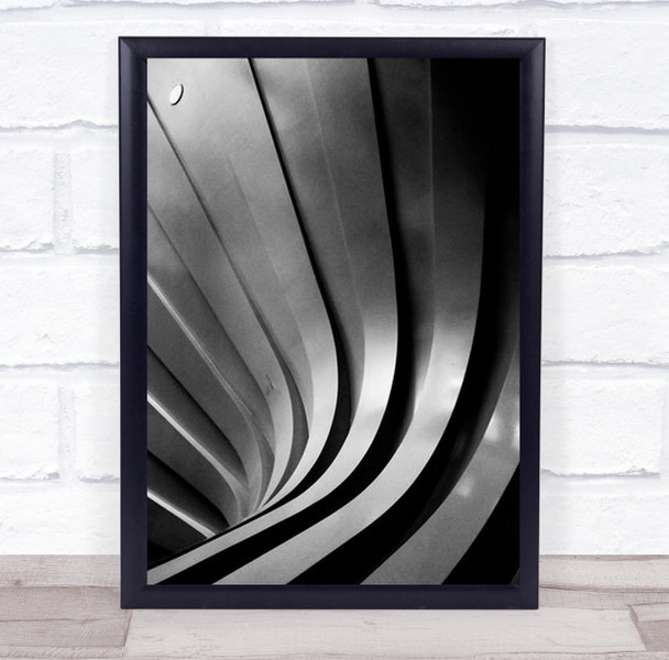 The Lines Abstract Curve Geometry B&W Curved Wall Art Print