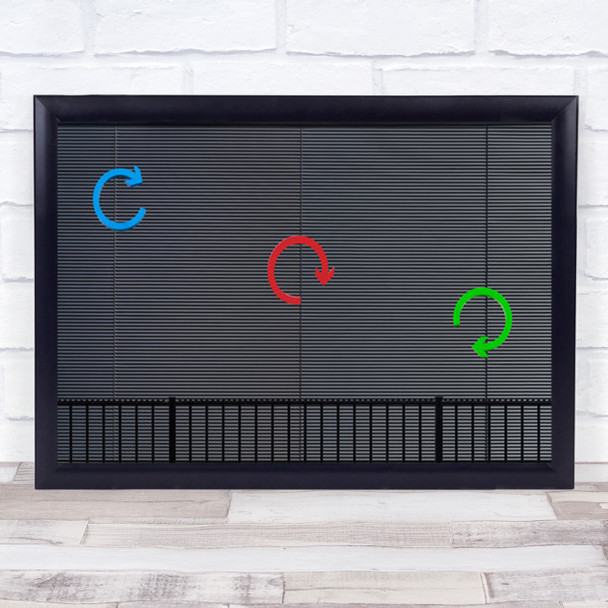 Turning Arrow  Blue Red Green Colours Fence Wall Art Print