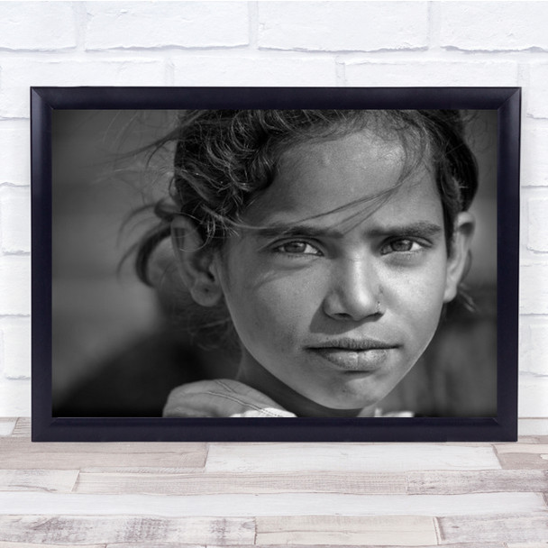 Staring Girl Portrait Gaze Maheshwar India Wall Art Print