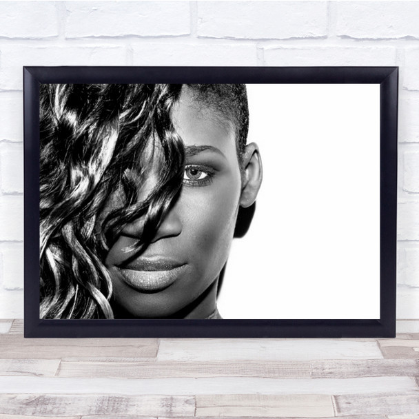 African Eyes Curly Hair Over Half Of Face Wall Art Print
