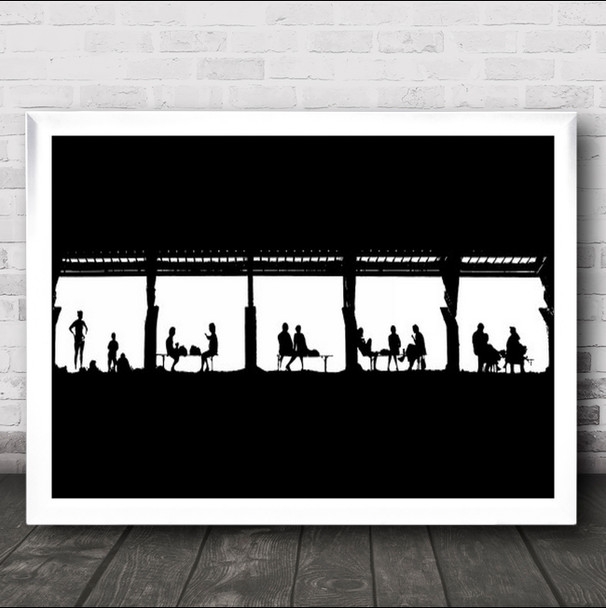 Slice Of Life People At Tables Silhouette Wall Art Print