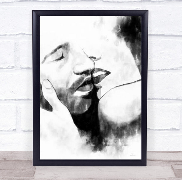 Kiss Close Love Illustration Watercolour Wall Art Print