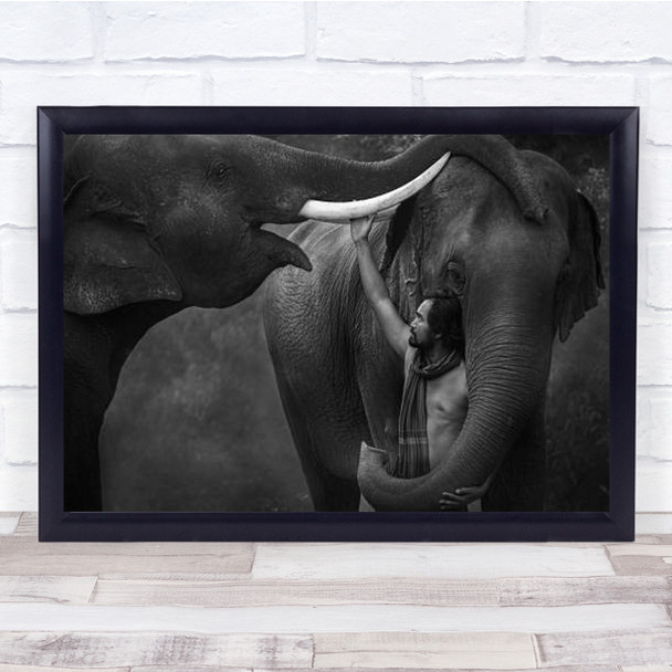 Love Human And Elephants Close Together Wall Art Print