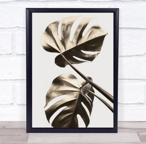 Monstera Gold 08 Leaf Botanical Studio Wall Art Print