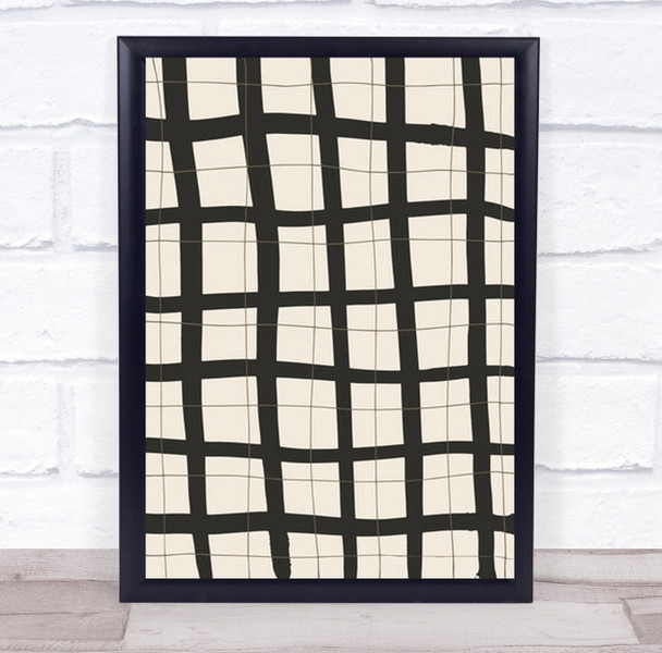 Black Grid Graphic Lines Illustration Wall Art Print