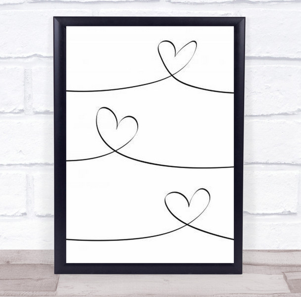 One Line 02 Heart Hearts Art Illustration Wall Print