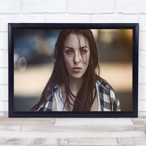 Russia Abakan Woman Checkered Shirt Wall Art Print