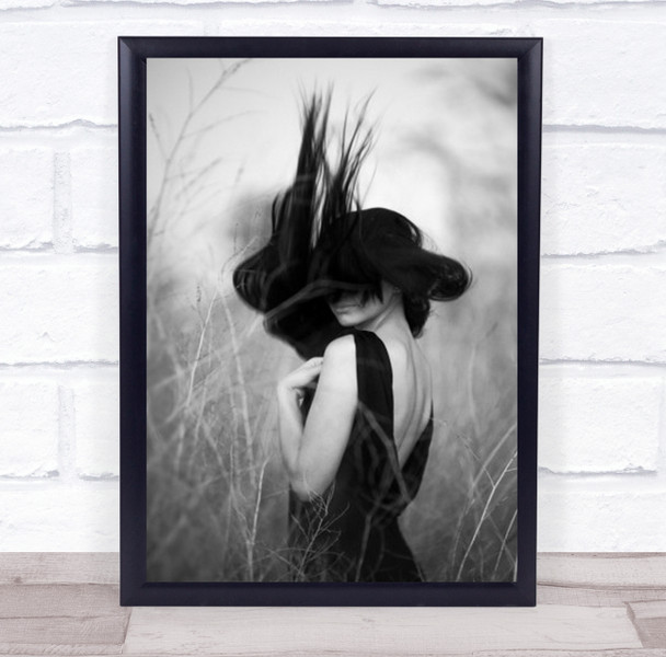 Woman Model Large Hat Covering Face Wall Art Print