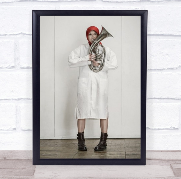 French Horn Religious Woman Boots Wall Art Print