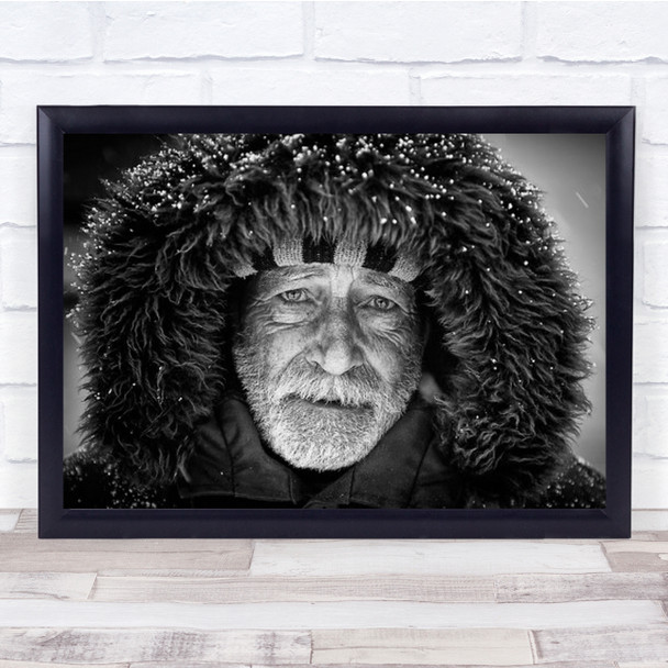 The Sled Driver Winter Man Person Wall Art Print