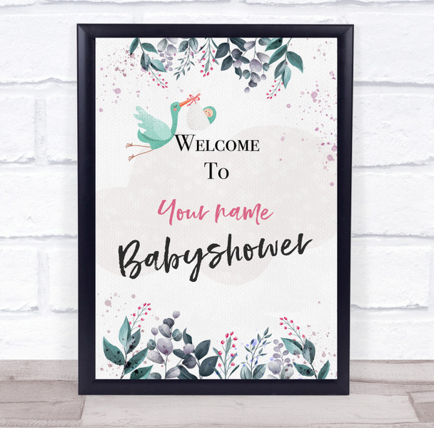 Stork With Baby Shower Navy Welcome To Baby shower Personalized Event Party Sign