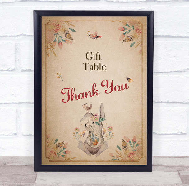 Vintage Cute Rabbit Gift Table Thank You Baby Shower Personalized Party Sign