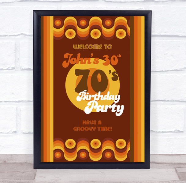 1970 70's Groovy Waves Birthday Welcome Personalized Event Party Decoration Sign