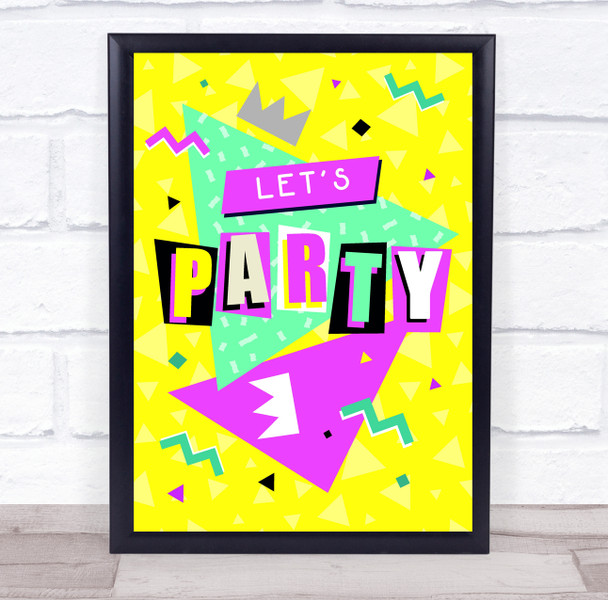 1990 90's Yellow Retro Birthday Let's Personalized Event Party Decoration Sign