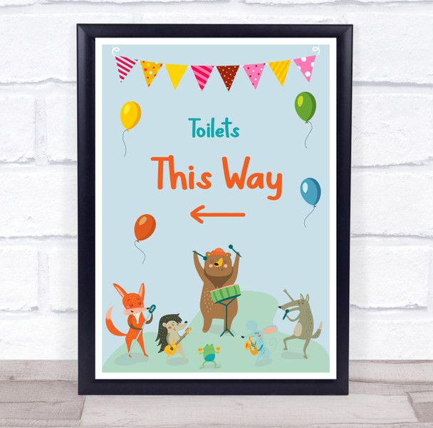 Cute Animals Instruments Toilets This Way Left Personalized Event Party Sign
