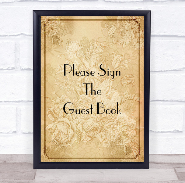 Rustic Border Please The Guest Book Personalized Event Party Decoration Sign