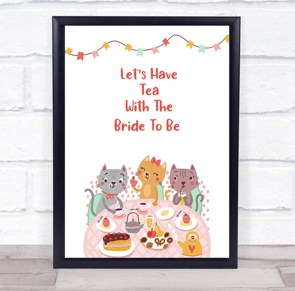 Cartoon Animals Let's Have Tea With Bride To Be Hen Personalized Party Sign