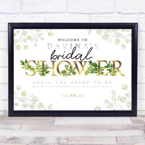 Bridal Shower Gold & Vine Leaves Personalized Event Party Decoration Sign