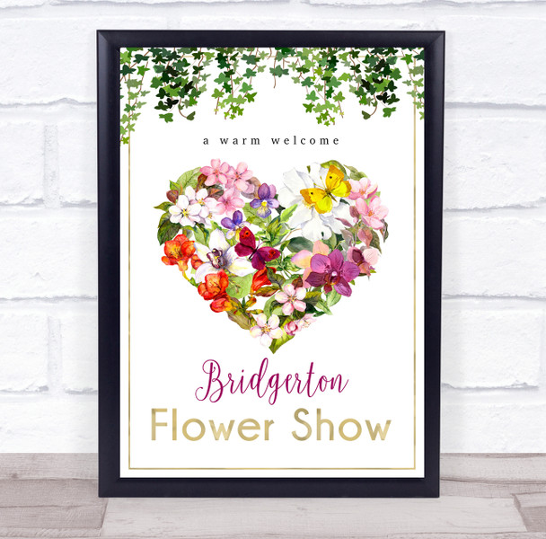 Flower Show Event Floral Heart Personalized Event Occasion Party Decoration Sign