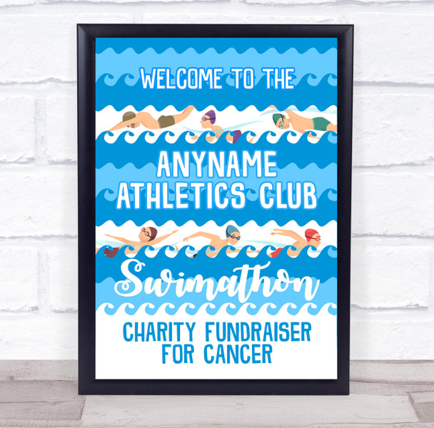 Swimathon Charity Swimming Fundraiser Personalized Event Party Decoration Sign