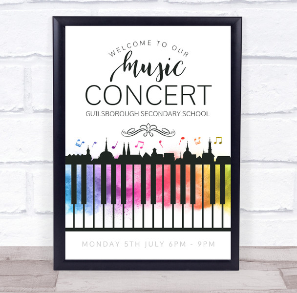 Live Music Concert Welcome Watercolor Piano Personalized Event Party Sign