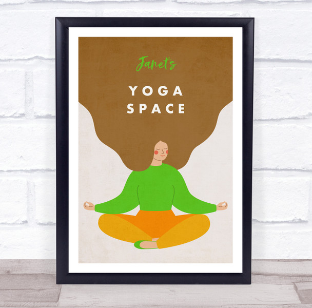 Light Brown Hair Meditation Yoga Gym Space Room Personalized Wall Art Sign
