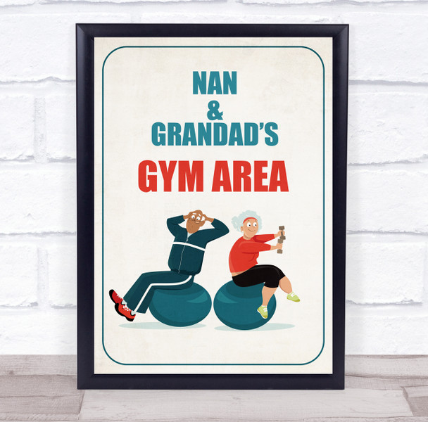 Old People Couple Work Out Gym Area Room Personalized Wall Art Sign