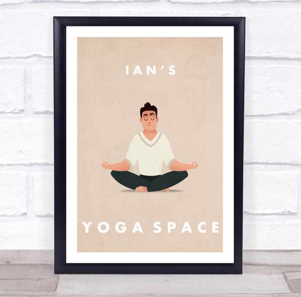 Male Meditation White Yoga Gym Space Room Personalized Wall Art Sign