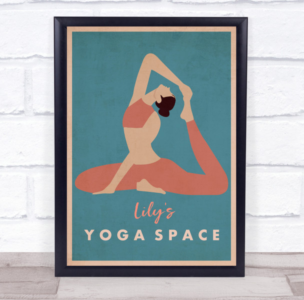 Lady Stretch Yoga Gym Space Room Personalized Wall Art Sign