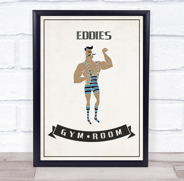Retro Strong Man Pose Gym Room Personalized Wall Art Sign