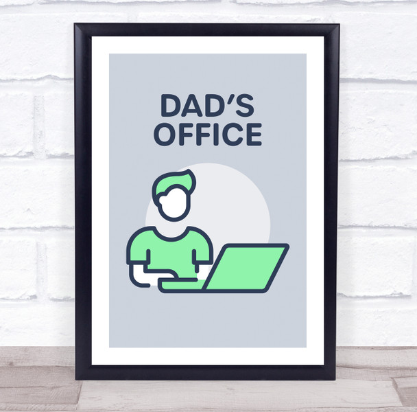 Mint Green Man And Laptop Dad's Office Room Personalized Wall Art Sign