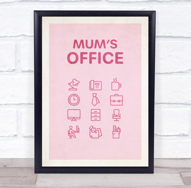 Pink Cartoon Items Mum's Office Room Personalized Wall Art Sign