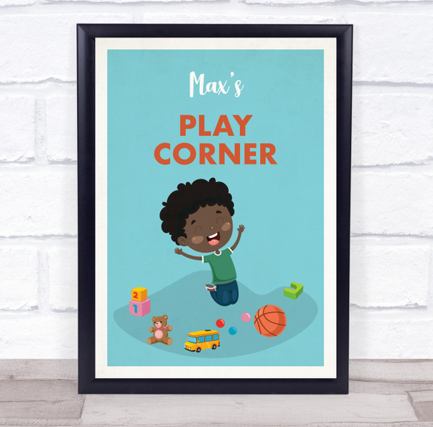 Child Playing Toys Play Corner Room Personalized Wall Art Sign