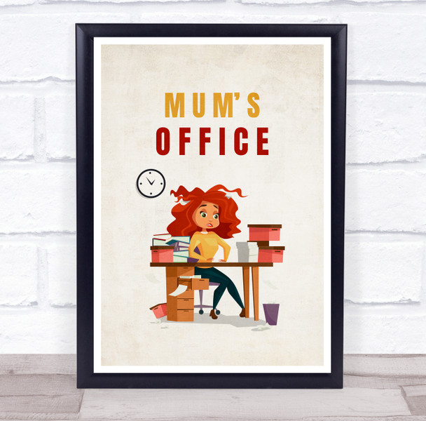 Mum's Office Red Hair Female Room Personalized Wall Art Sign