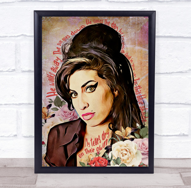 Amy Winehouse Tears Dry On Their Own colorful Floral Face Music Song Lyric Wall Art Print