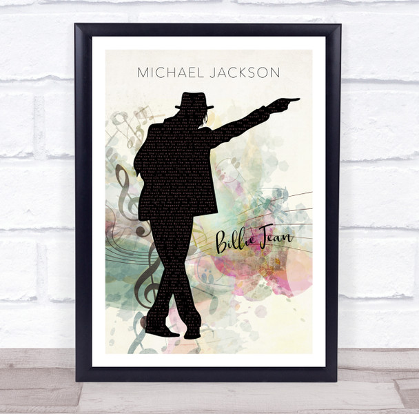 Michael Jackson Billie Jean Silhouette Music Symbols Music Song Lyric Wall Art Print