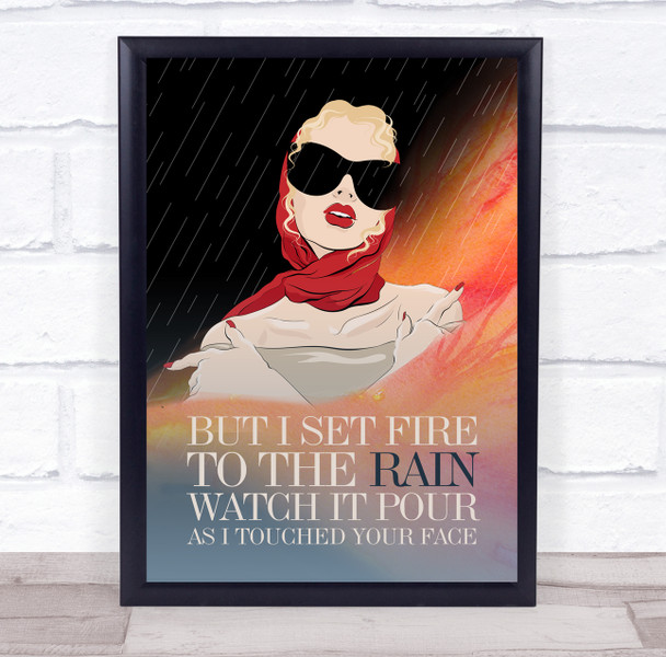 Adele Set Fire To The Rain Woman Sunglasses Music Song Lyric Wall Art Print