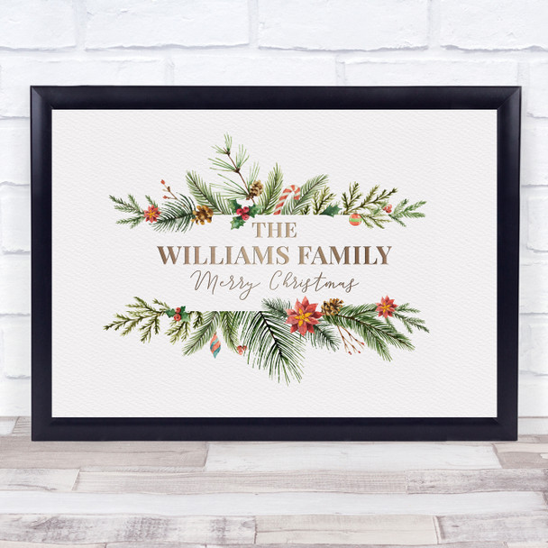 Personalized Christmas Family Name Wreath Event Sign Wall Art Print