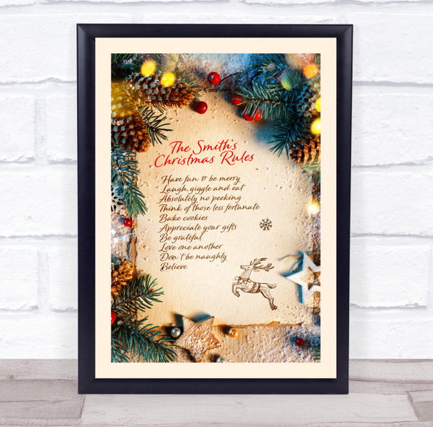 Personalized Photo Style Family Christmas Rules Event Sign Print