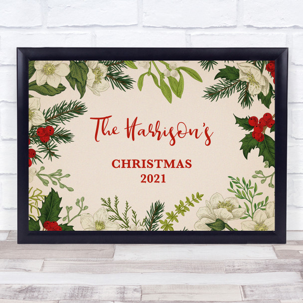 Personalized Family Name Nature   Christmas Event Sign Print