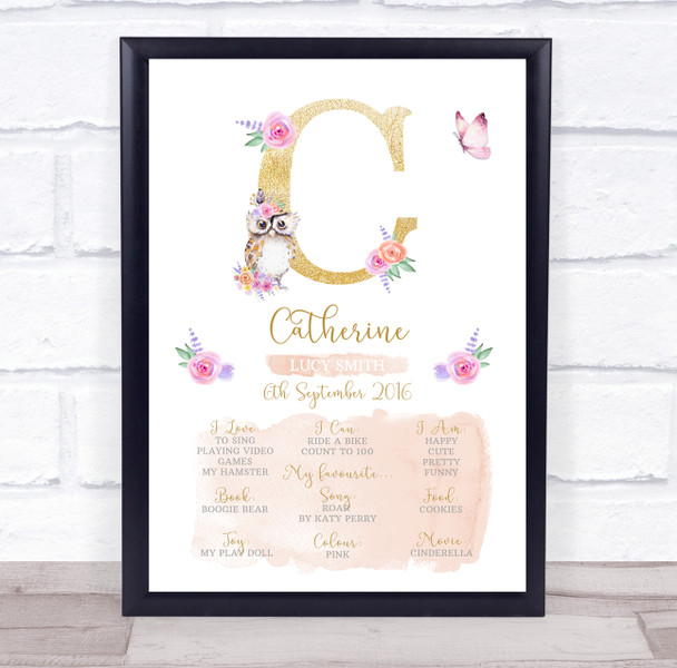 Any Age Birthday Favourite Things Interests Milestones Initial C Gift Print