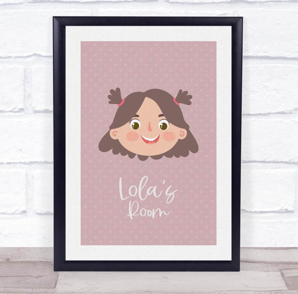 Face Of Girl With Light Brown Hair Room Personalised Children's Wall Art Print