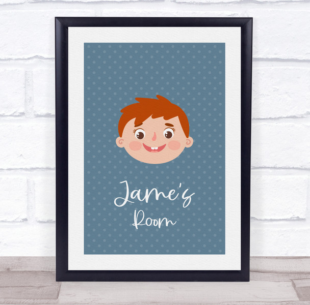 Face Of Boy With Red Hair Room Personalised Children's Wall Art Print