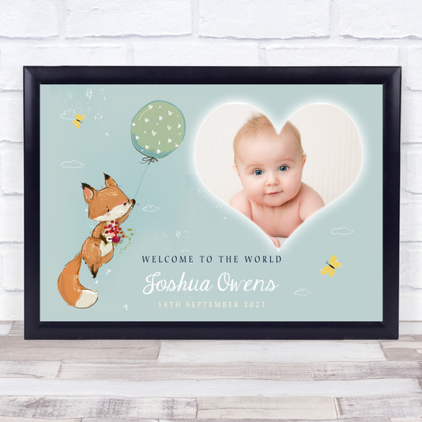 New Baby Birth Details Christening Nursery Photo Fox Keepsake Gift Print