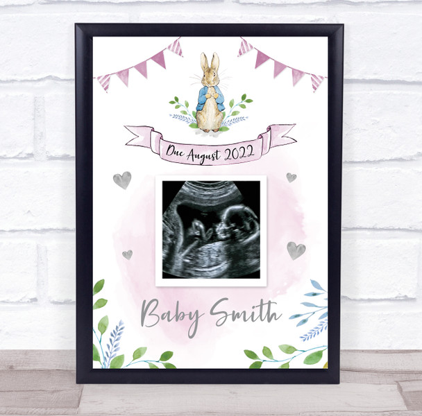 Peter Rabbit Baby Girl Pink Pregnancy Reveal Due Date Scan Picture Photo Print