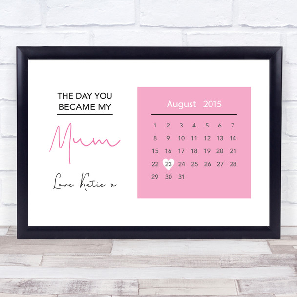 Minimal Day You Became My Mum X1 Personalized Gift Art Print