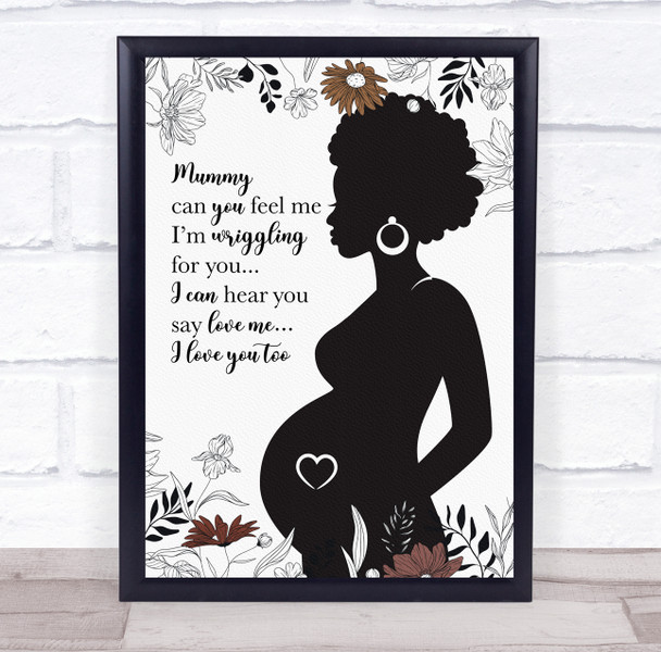 Silhouette Of Pregnant Woman With Flowers Personalized Gift Art Print