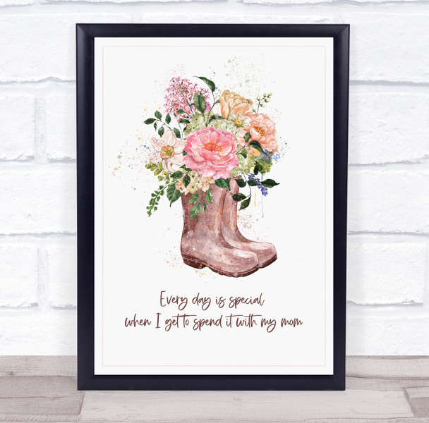 Wellies With Flowers Mum Personalized Gift Art Print