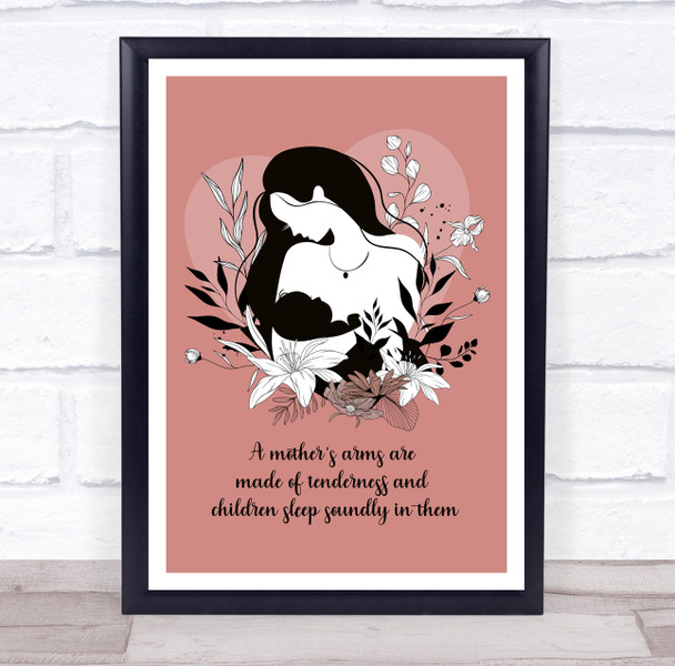 Woman Holding Her Child Flowers Tenderness Personalized Gift Art Print